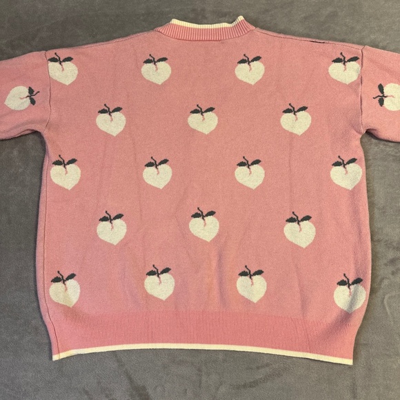 Soft Girl Kawaii Cardigan Pink Peaches Medium Coquette Cottagecore Y2K Granny - Picture 5 of 8